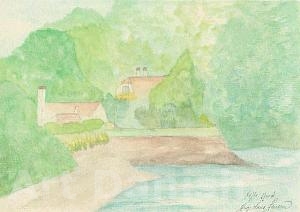 Art Danish Vejle Fjord Akvarel.